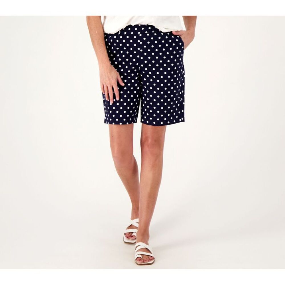 Denim & Co. Women's Petite Shorts 2XP EasyWear Twill Relaxed Pull On Blue
